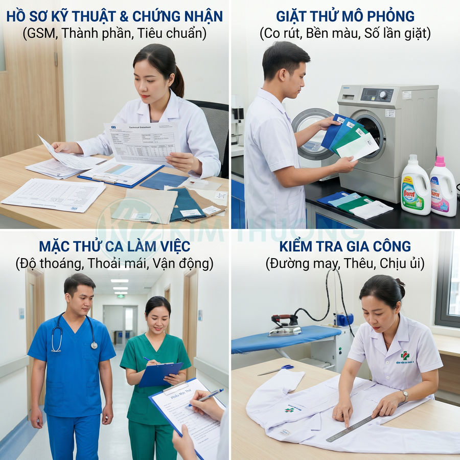 Quy trình kiểm định chất lượng và gia công đồng phục y tế tại bệnh viện