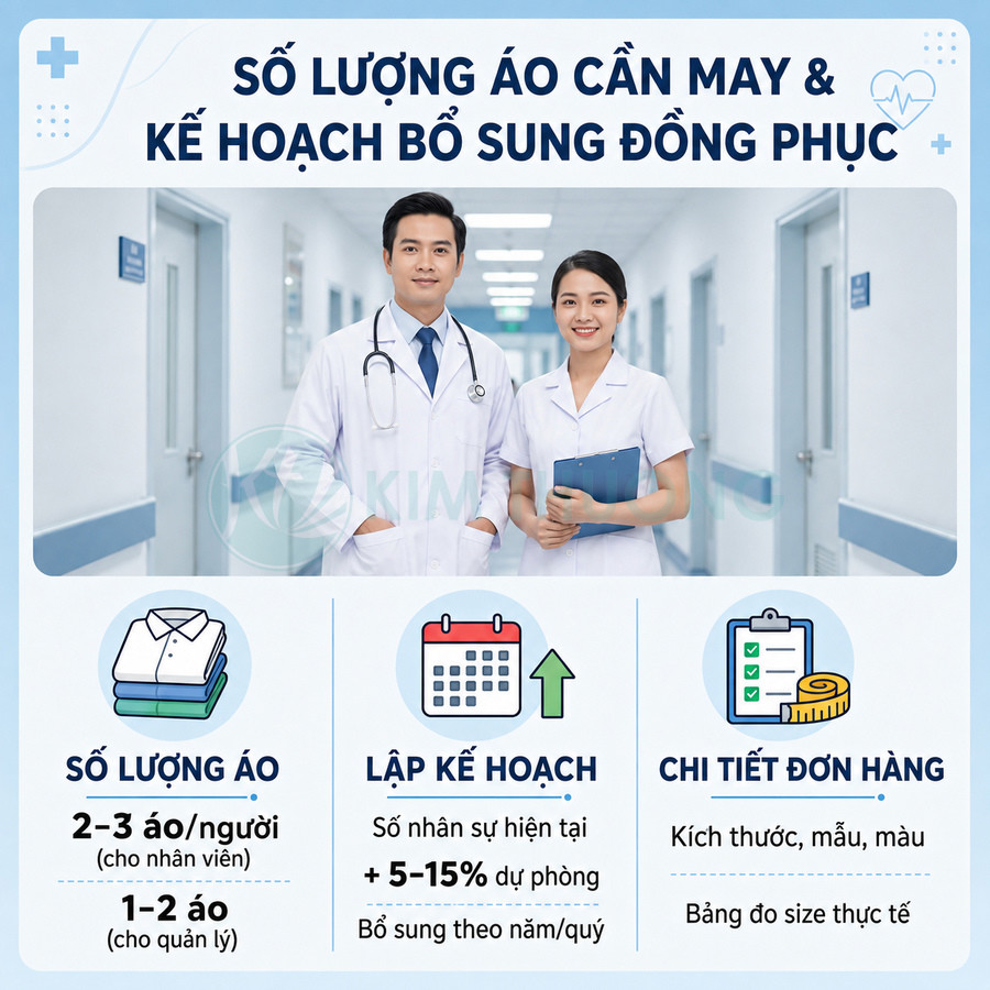 Đồng phục bác sĩ và y tá màu trắng trong bệnh viện kèm hướng dẫn số lượng áo và kế hoạch đặt may