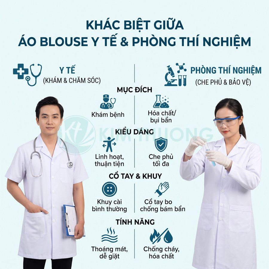 Áo blouse phòng thí nghiệm khác gì áo blouse y tế?