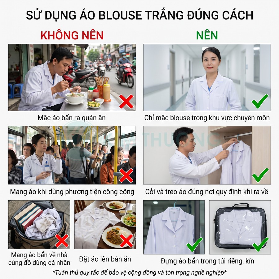 Hướng dẫn sử dụng áo blouse trắng đúng cách cho nhân viên y tế trong và ngoài bệnh viện