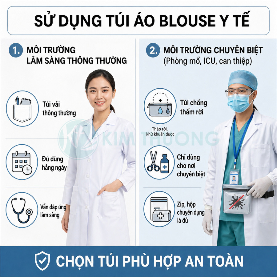 Hướng dẫn chọn túi áo blouse y tế cho môi trường lâm sàng thông thường và môi trường chuyên biệt