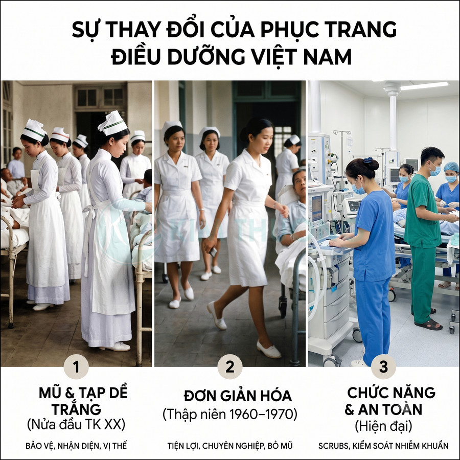 Sự thay đổi đồng phục điều dưỡng Việt Nam từ áo dài trắng đến scrubs y tế hiện đại trong bệnh viện