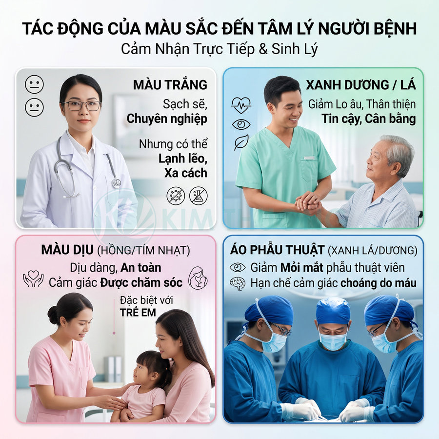 Ảnh minh họa tác động màu sắc đồng phục y tế đến tâm lý bệnh nhân và phẫu thuật viên