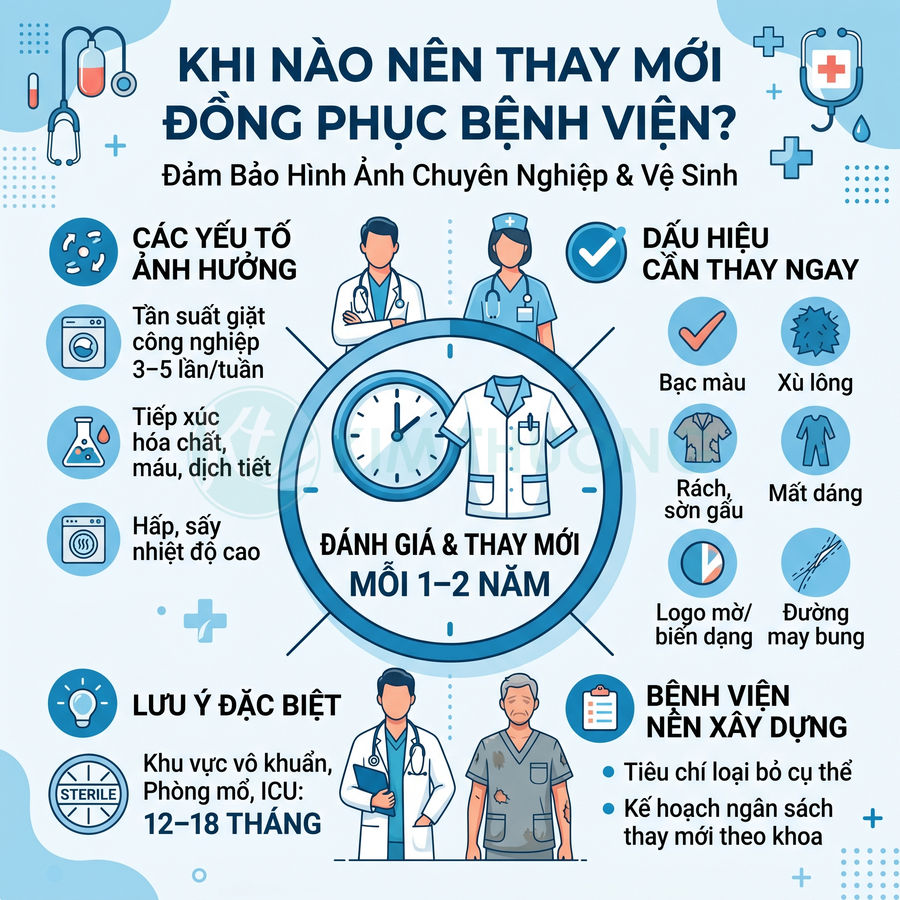 Hướng dẫn thời gian thay mới đồng phục bệnh viện để đảm bảo hình ảnh chuyên nghiệp và vệ sinh