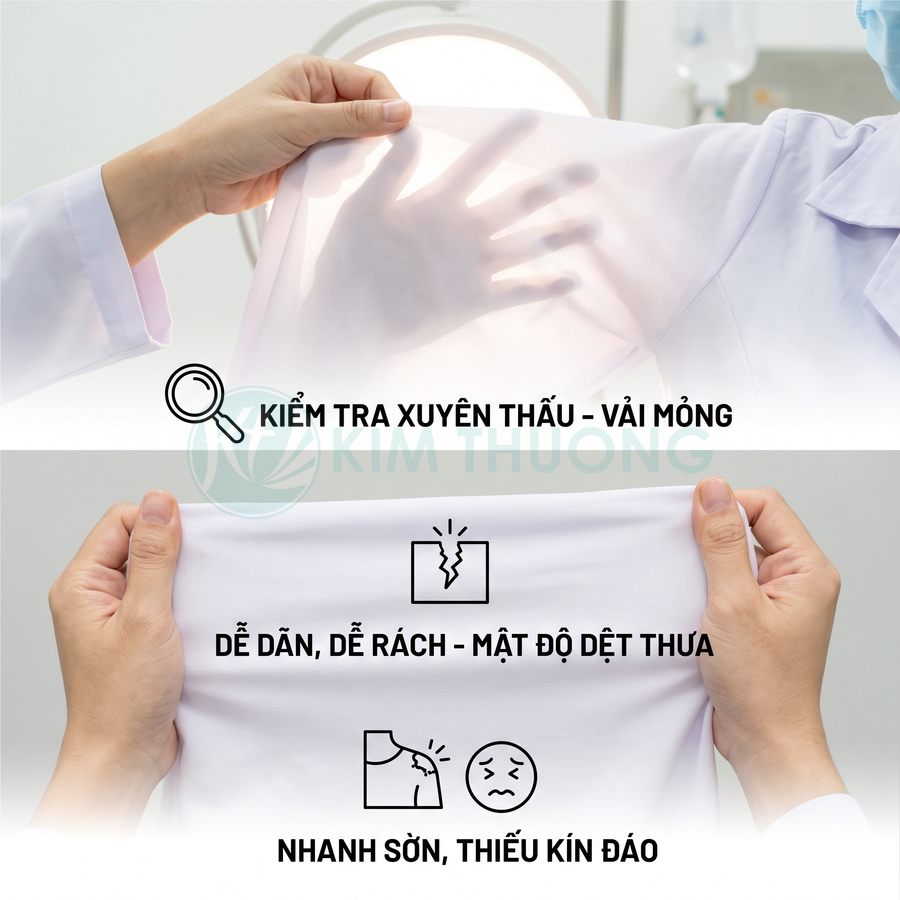 Vải trắng mỏng xuyên thấu, dễ co giãn và rách do mật độ dệt thưa, dễ bị sờn snagging?