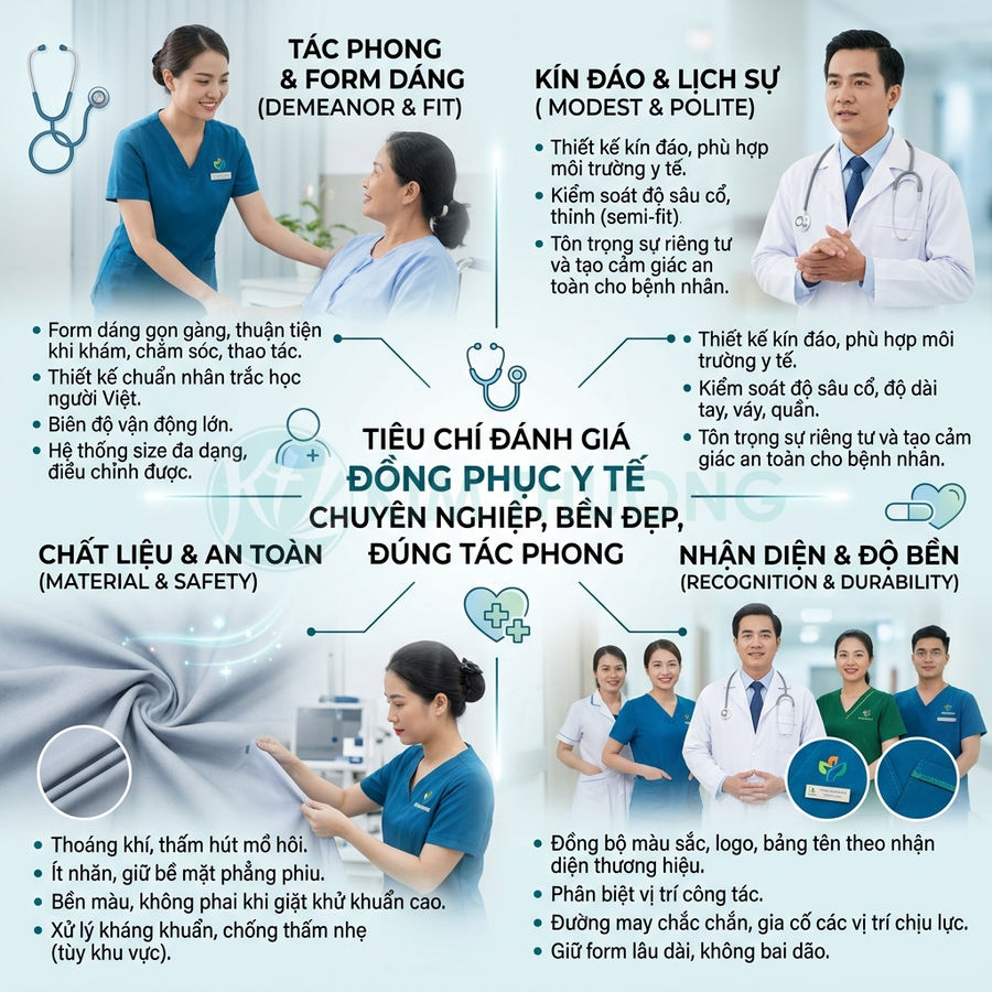 Đồng phục y tế chuyên nghiệp cho bác sĩ và y tá với nhiều màu sắc, chất liệu an toàn, dễ nhận diện thương hiệu