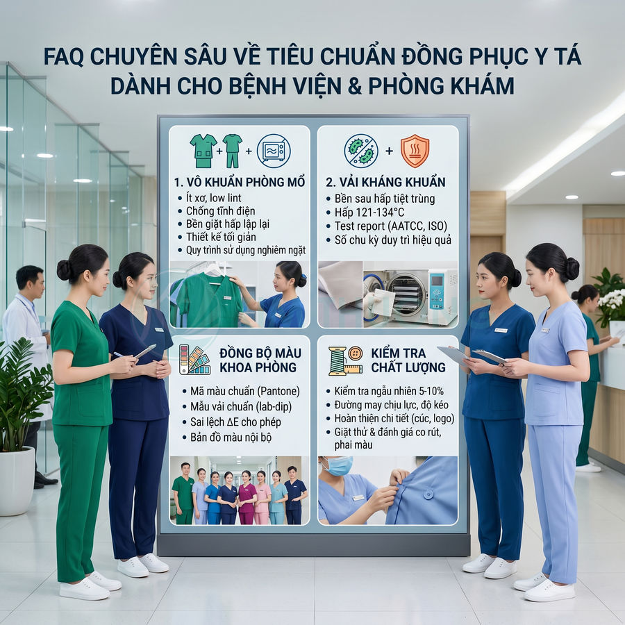 Đồng phục y tá bệnh viện nhiều màu sắc đạt chuẩn vô khuẩn, vải kháng khuẩn, kiểm tra chất lượng nghiêm ngặt