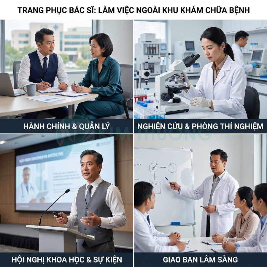 Trang phục bác sĩ khi làm việc hành chính, nghiên cứu, hội nghị và giao ban lâm sàng trong bệnh viện