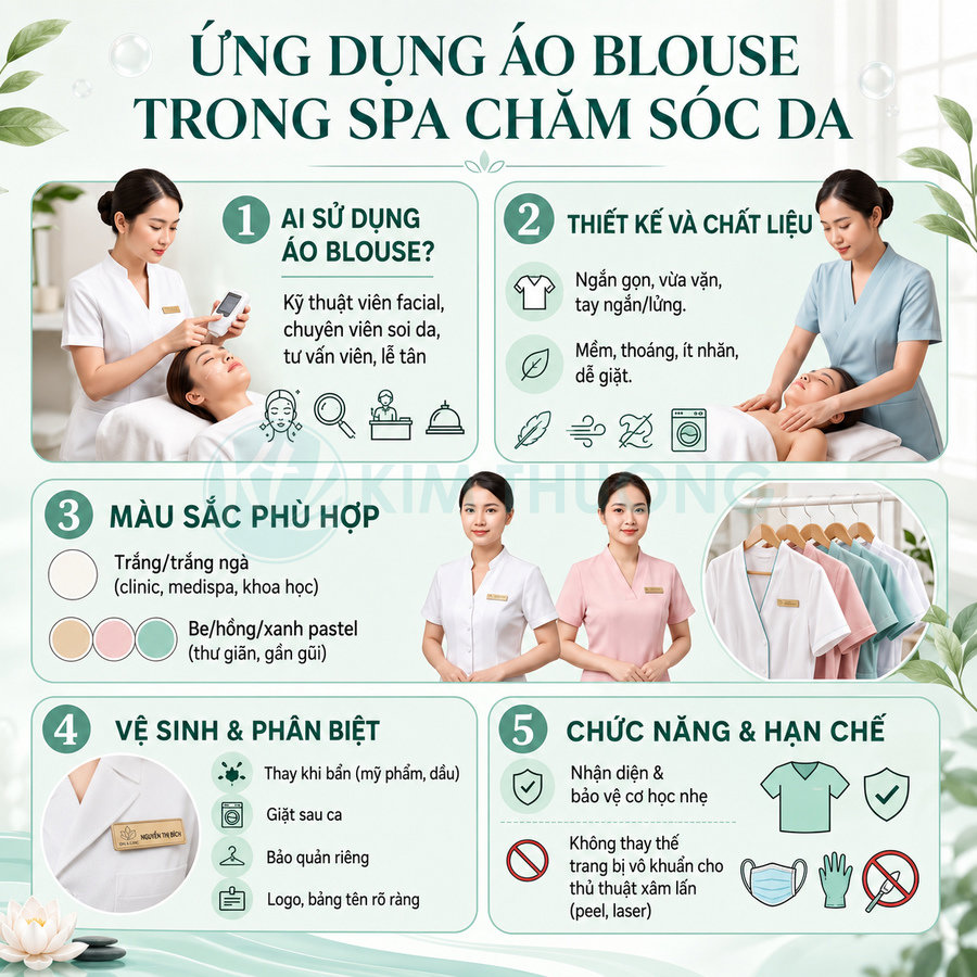 Áo blouse có phù hợp để sử dụng tại spa chăm sóc da không?