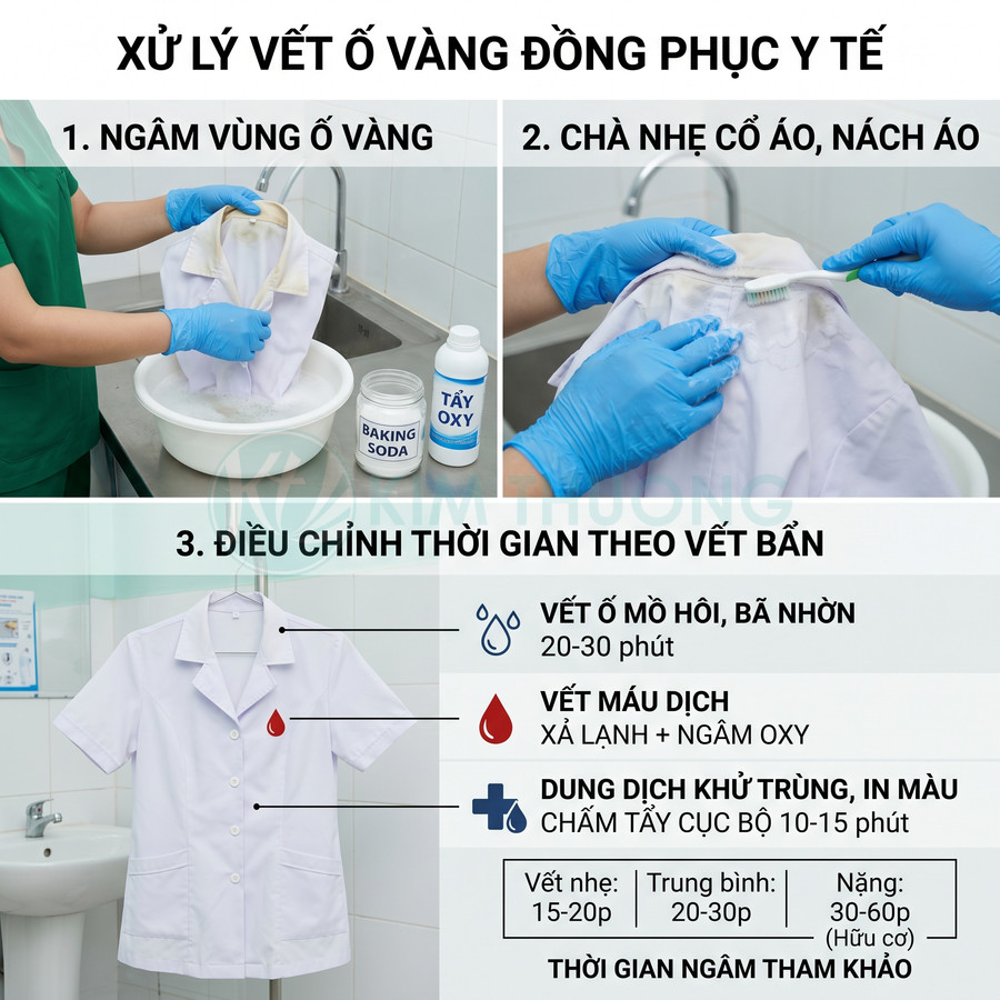 Hướng dẫn tẩy vết ố vàng trên áo blouse trắng bằng baking soda và dung dịch tẩy oxy