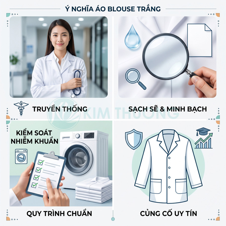 Ý nghĩa áo blouse trắng trong y khoa truyền thống sạch sẽ kiểm soát nhiễm khuẩn quy trình chuẩn và củng cố uy tín