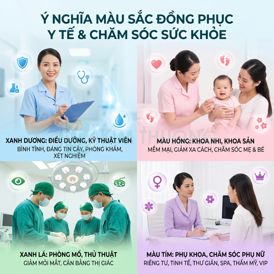 Áo blouse màu xanh, hồng và tím thường được dùng trong trường hợp nào?